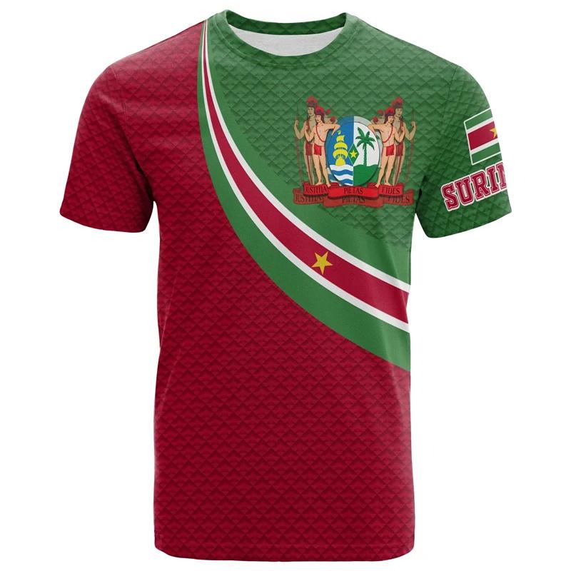 Zengyanqin02 T-shirt met Surinaamse vlag en grafische print voor heren. Surinaams nationaal embleem. 3D-geprinte T-shirts. Zomer Boliviaanse jongens sporttops. Straatshirts. XXS