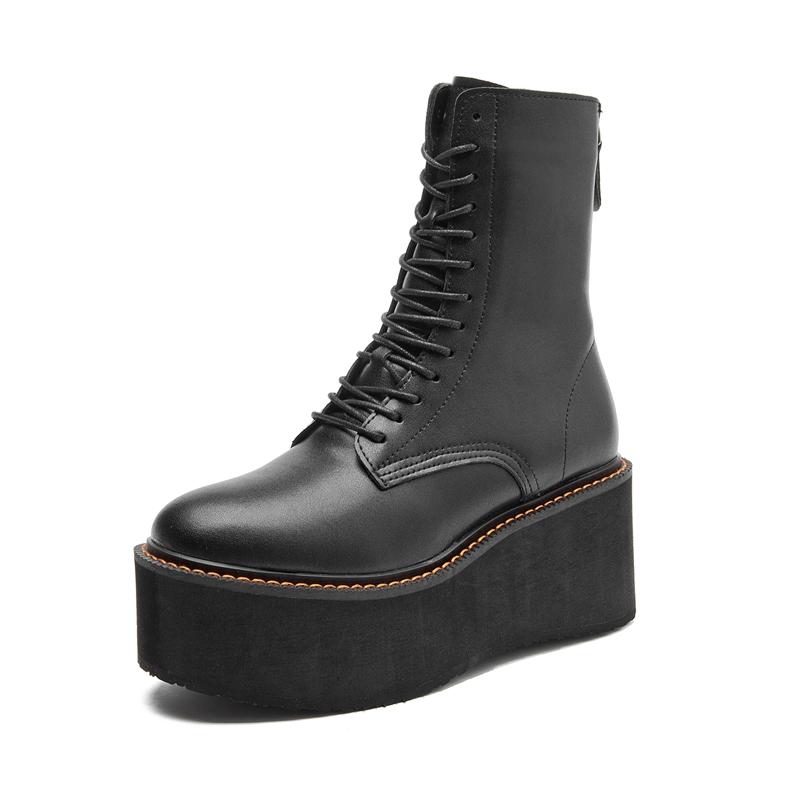 Fashion AIYUQI Women Ankle Boots Genuine Leather 2025 New Platform High Heel Short Boots Female Non-slip Large Size Women Winte Boots