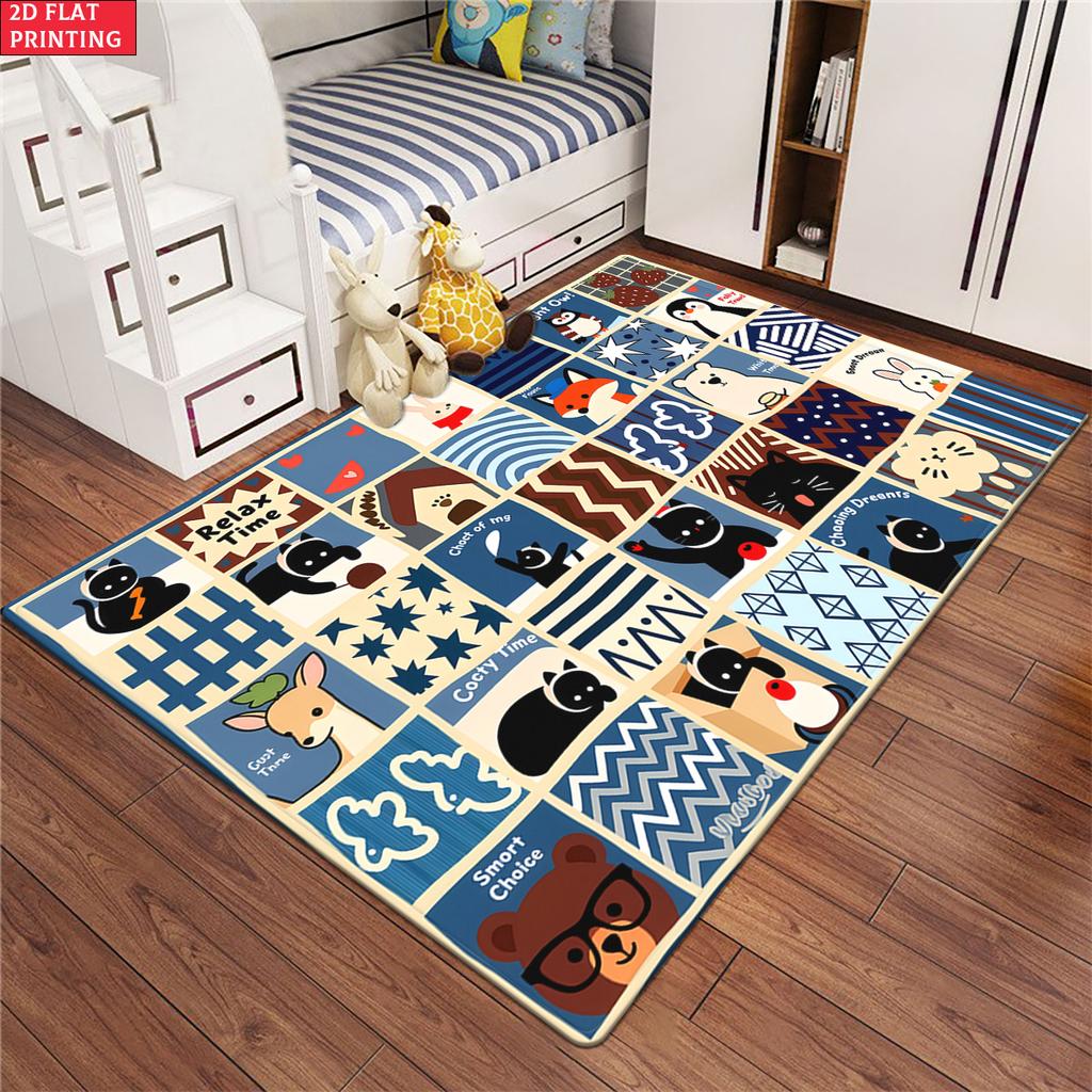 Bohemian Print Rug Anime Rug Living Room Carpet Large Children's Play Carpet Home Decorations Mat Baby Play Mat Gaming Mat
