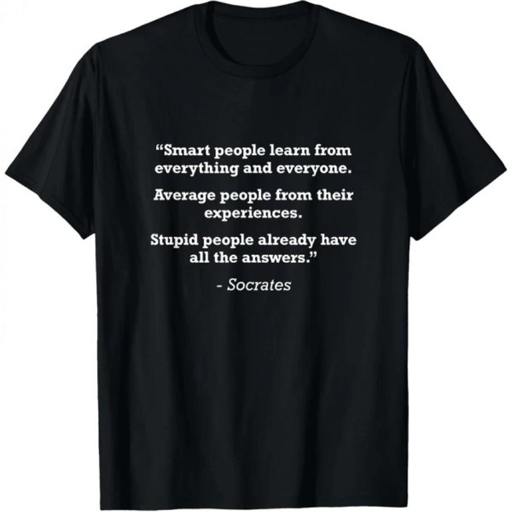 Socrates Quote Philosophy Wisdom Black TShirt Print PreShrunk Breathable Material Regular Fit Unisex Casual Wear for Unisex Youth