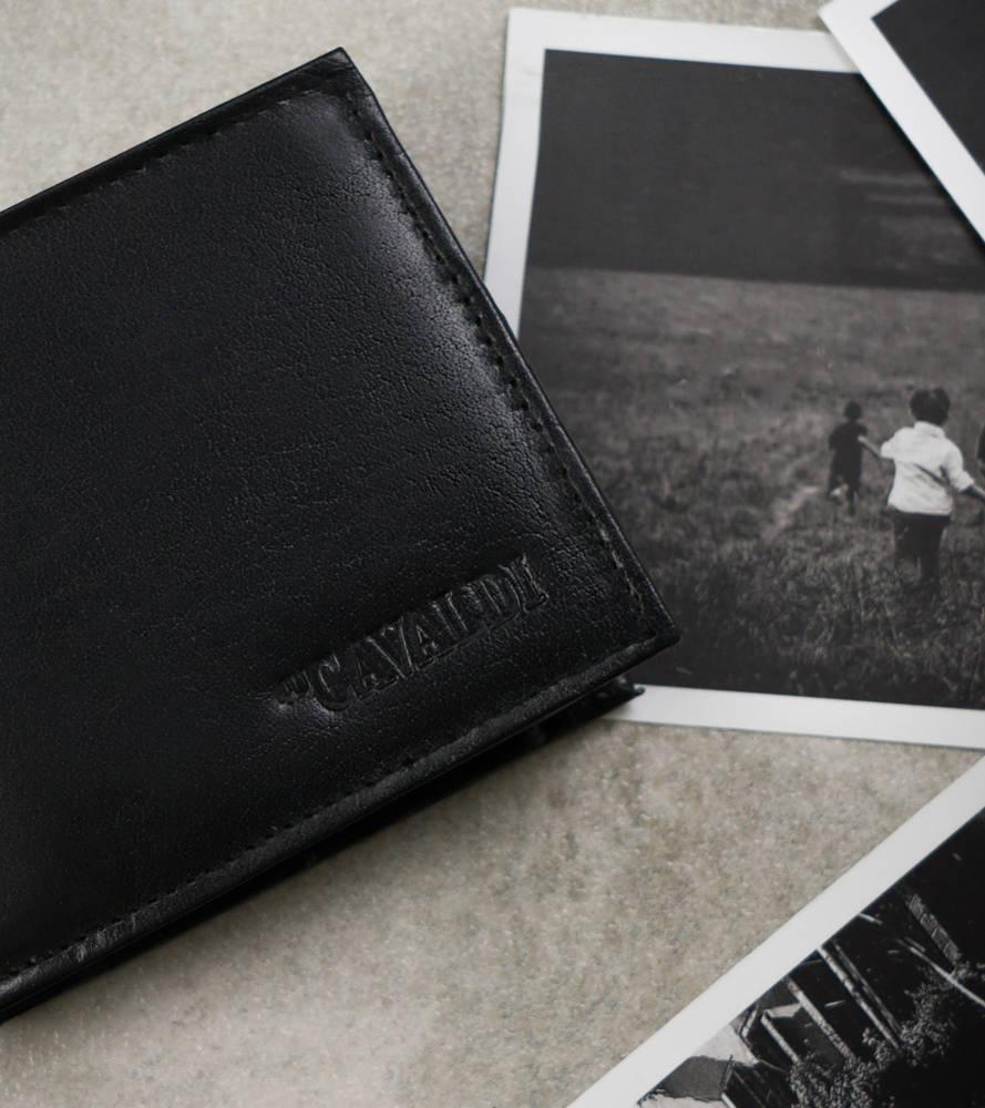 Men's Leather Wallet with a Pocket On the Reverse - Cavaldi