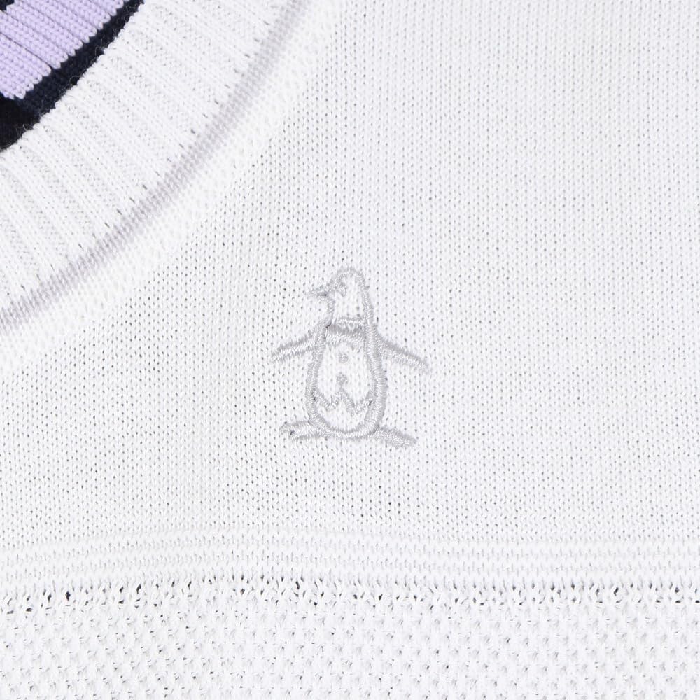 Pletená vesta Posádka Výstřih Bez rukávů Žakárový Jednoduchý Golf MGWXJL82 WH00 [Munsingwear] Dámské (Bílý)