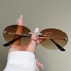 Vintage Oval Sunglasses Men  New Fashion Rimless Gradient Shades Women Trendy Luxury Brand Design Decor Sun Glasses