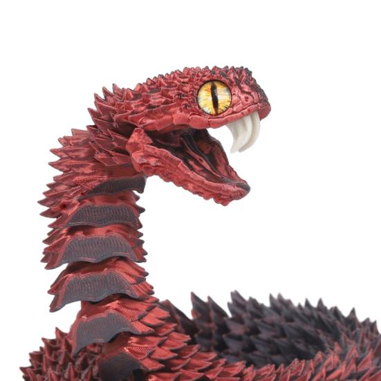 3D Printed Snake Articulated Toy, Flexible Jointed Serpent Figurine, Realistic Fidget Stress Reliever for Adults, Office Desk Decor Gift