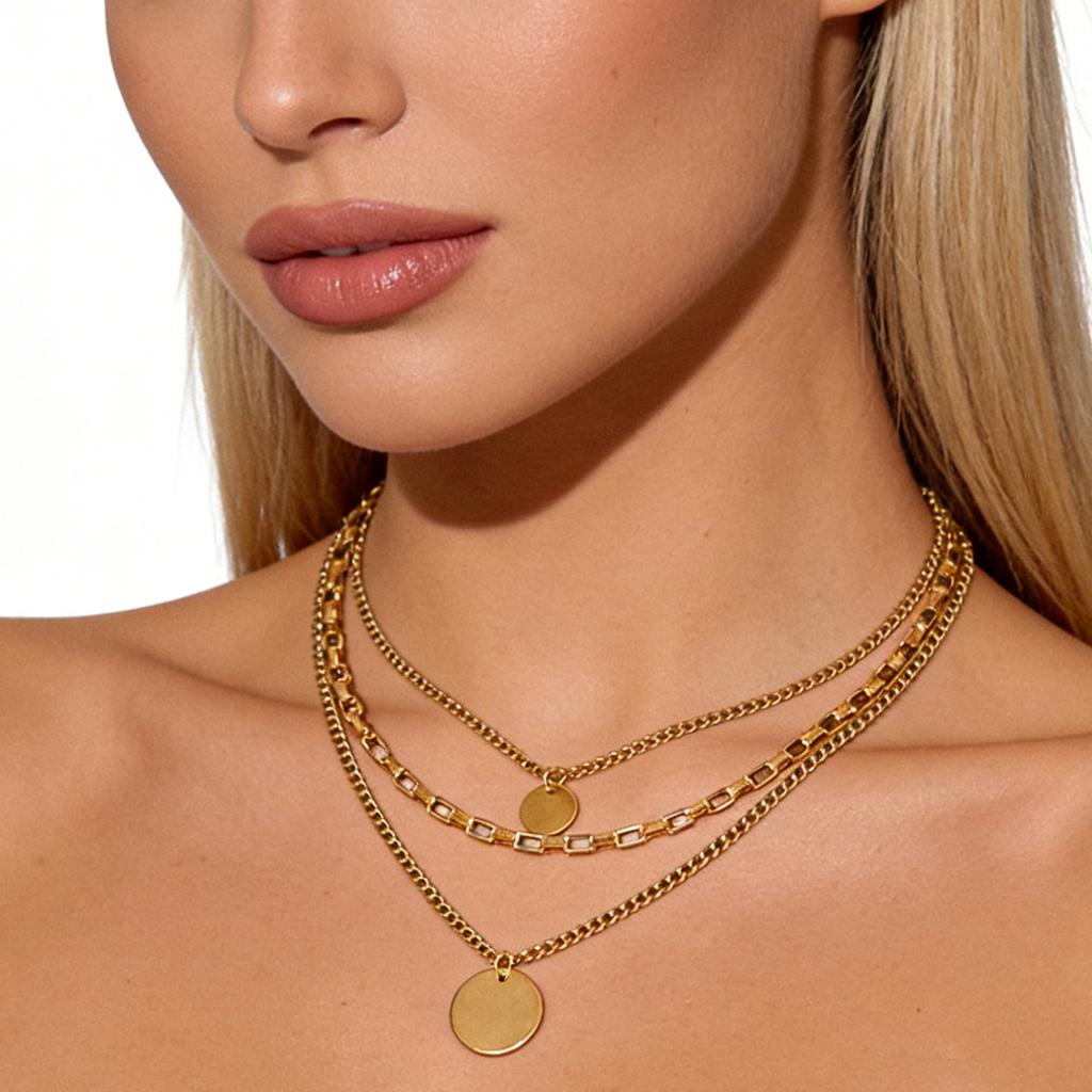 Ladies' Geometric Circular Neck Chain Alloy Water Diamond Tassel Pendant Necklace