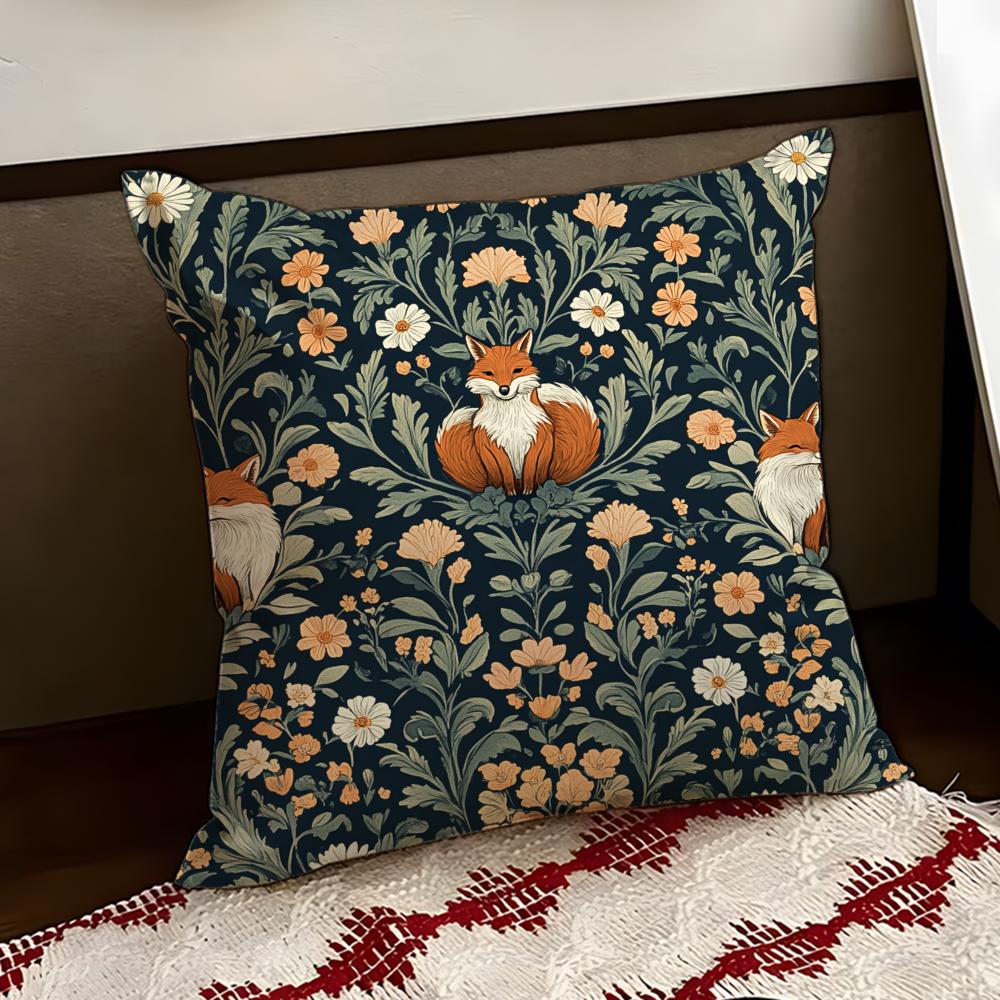 WWilliam MMorris Art Fox Cushion Cover Reversible Soft Durable Pillow Cover Home Car MultiScene Use for Daily Comfort
