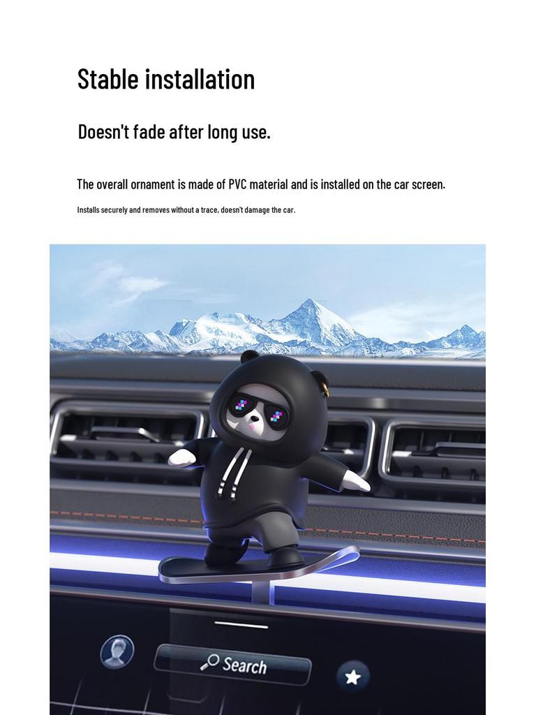 Hot-Selling Car Skateboard Bear Ornament – Creative DIY Wiggle Bear Cartoon Decoration