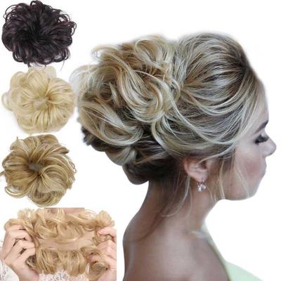 Chignon per capelli ricci disordinati alla moda da donna Accessori per capelli Chignon per capelli in fibra sintetica elastica per uso quotidiano della festa nuziale