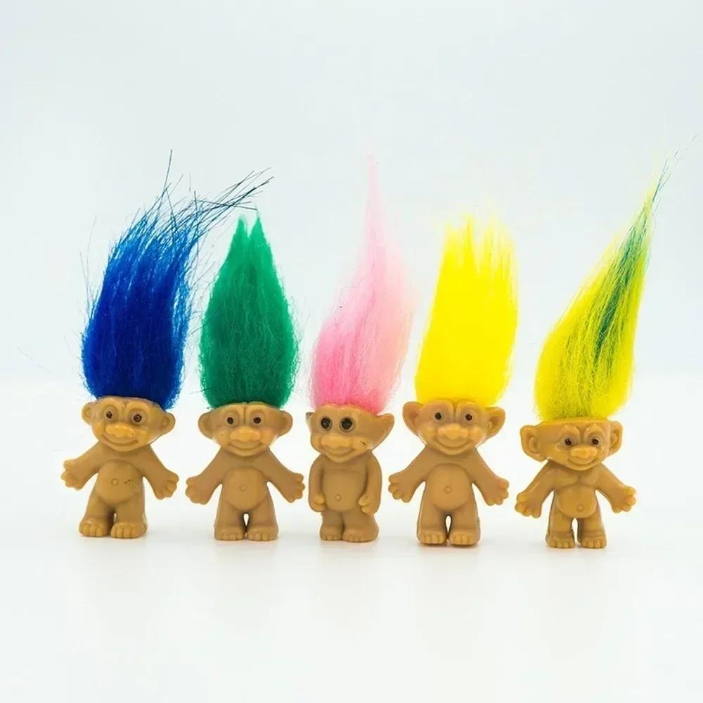 5/10Pcs Mini Troll Dolls Anime Action Figure Colorful Hair Family Members Models Collection Kids Toys for Home Decoration Gift