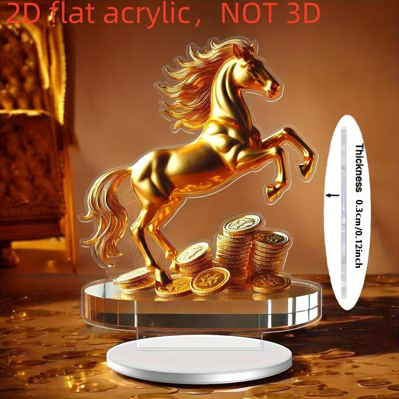 1 Статуэтка Лошади в Бохо-стиле из Акрила - Настольное Искусство Декорация Символ Богатства и Процветания, Новогодние Подарки 2D Плоская