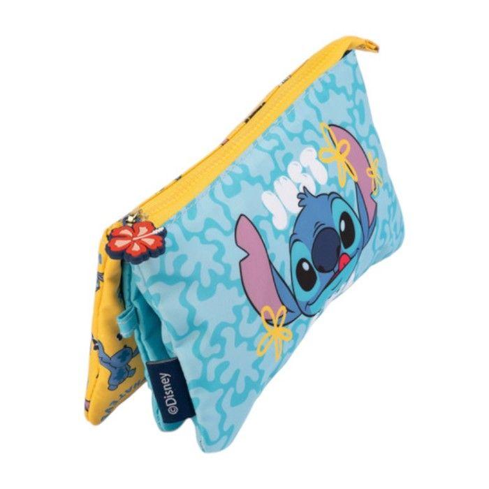 Trousse 3 compartiments - disney - stitch tropical - multicolore - synthétique - enfant