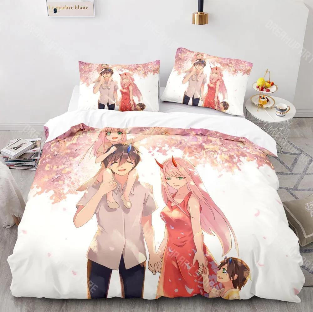3D Print Darling In The Franxx Zero Two Bedding Set Bedspread Single Twin Full Queen King Size Bed Set Aldult Kid Bedroom Sets