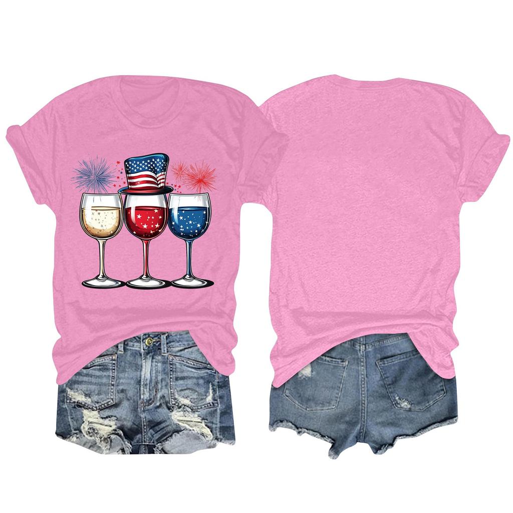 Women's Fashion Plus Size Vintage LA Print Casual Short-Sleeved Top