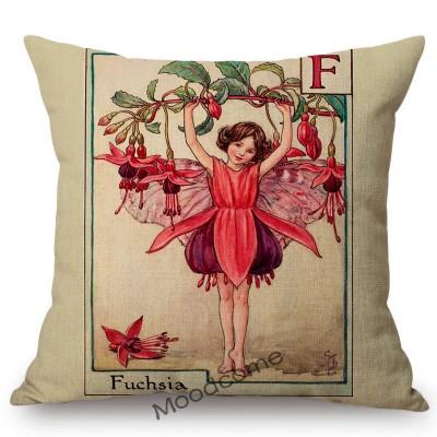 Tarot Alphabet Flower Fairy Baby Nursery Cartoon Art Home Decorative Sofa Throw Pillow Case Lovely Cute Children Cushion Cover
