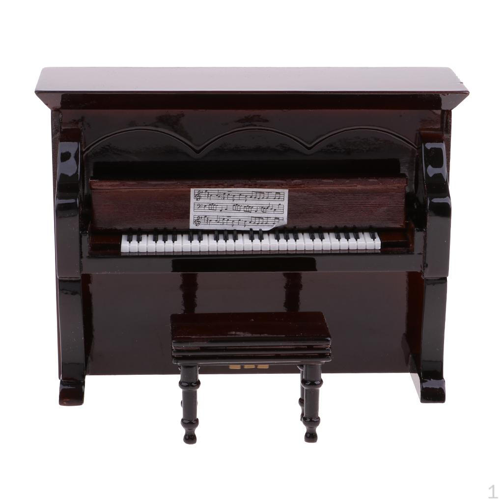 1:12 Scale Dollhouse Miniature Coffee Musical Upright Piano Stool
