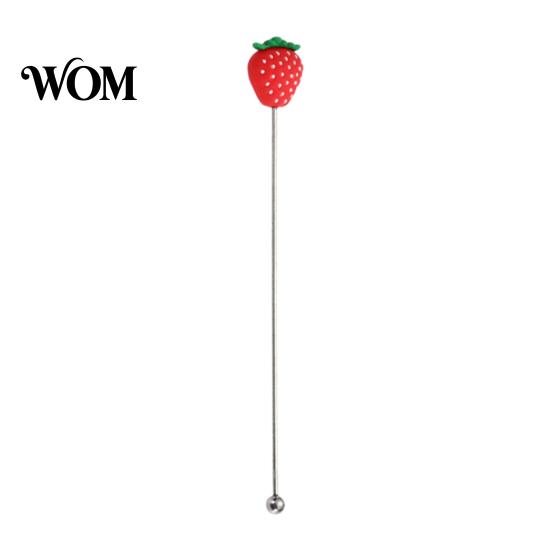 Cartoon Fruit Stirrer Cocktail Stir Stick, Stainless Steel Mixing with Durian Pineapple Strawberry Smooth Stick Watermelon Rubber Top Decor, Drink for