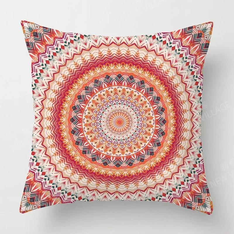 Oturma Odası Kanepe Dekorasyonu İçin Kısa Peluş Baskılı Boho Mandala Desenli Dekoratif Yastık Kılıfı Yastık Kılıfları