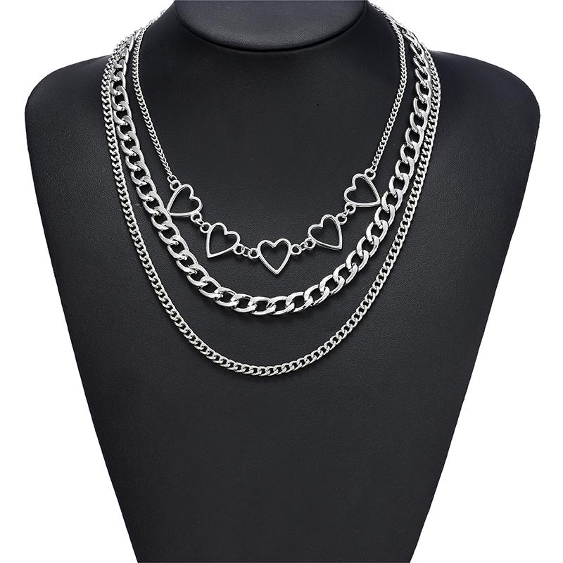 Cute Simple Chain Link Lock Necklace Pendant Women Silver Color Fashion Goth Jewelry Party Punk Maxi Collier Long Necklace Gift