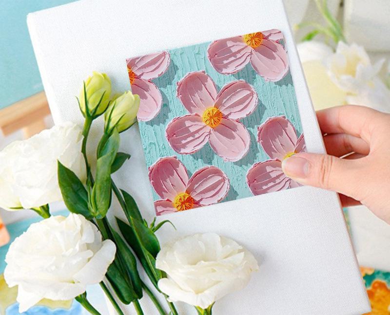 8PC High value literary small fresh oil painting greeting card foldable creative holiday birthday es gift message small card