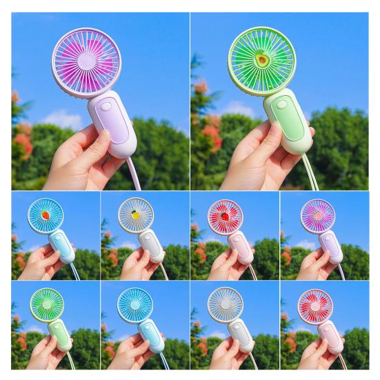Handheld Desktop Fan with Lanyard Dual-Use Portable Cooling Fan for Students Commuting Traveling Type-C Fast Charging Low Noise Summer Gadget