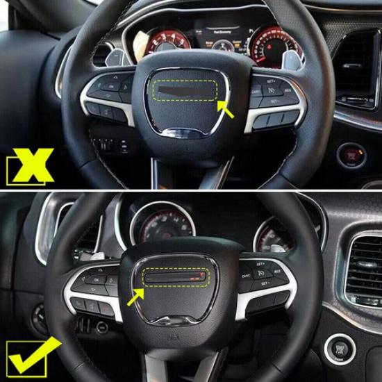 4x For 2015- Dodge Charger Accessory Carbon Fiber Steering Wheel Cover Trim