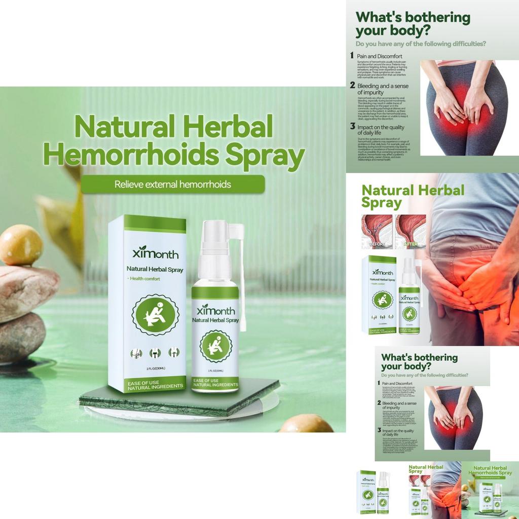 Ximonth Naturalny ziołowy spray na hemoroidy łagodzący swędzenie i dyskomfort 30 ml