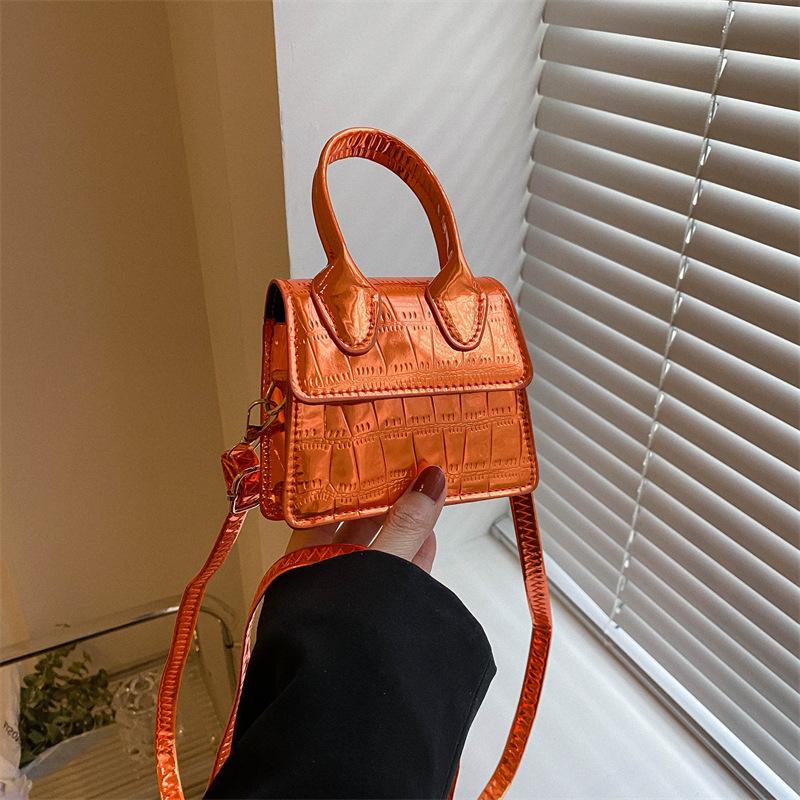 

Solid color mini exquisite small square bag, new summer popular casual portable shoulder messenger bag помаранчевий