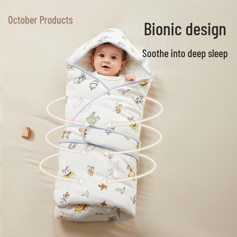 October Crystal Autumn/Winter Pure Cotton Baby Swaddle Blanket - Thick Corn Cotton Wrap for Newborns