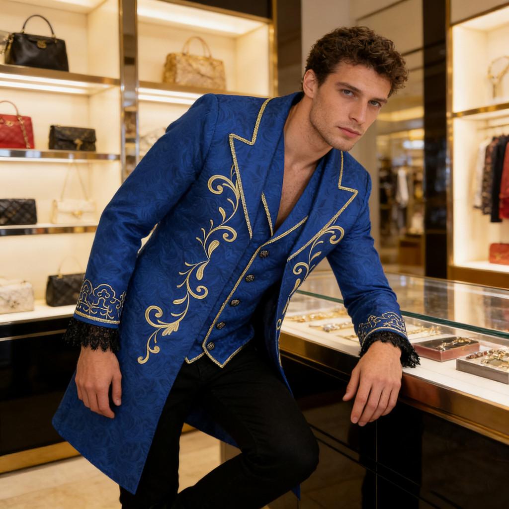 Medieval Prince Costume Set For Halloween Cosplay With Polyester Fabric For Stage Performance