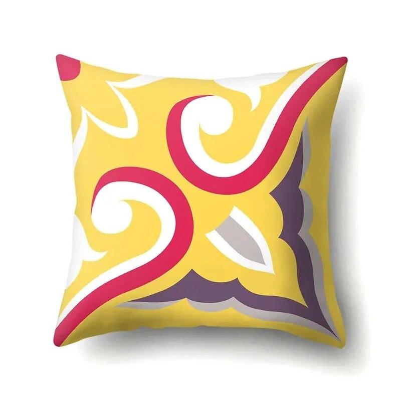 45x45cm Geometric Floral Print Pillowcase Office Chair Living Room Sofa Cushion Cover Bedroom Room Home Decoration