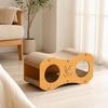 Cat Scratcher House with Tunnel Wood-Grain Pet