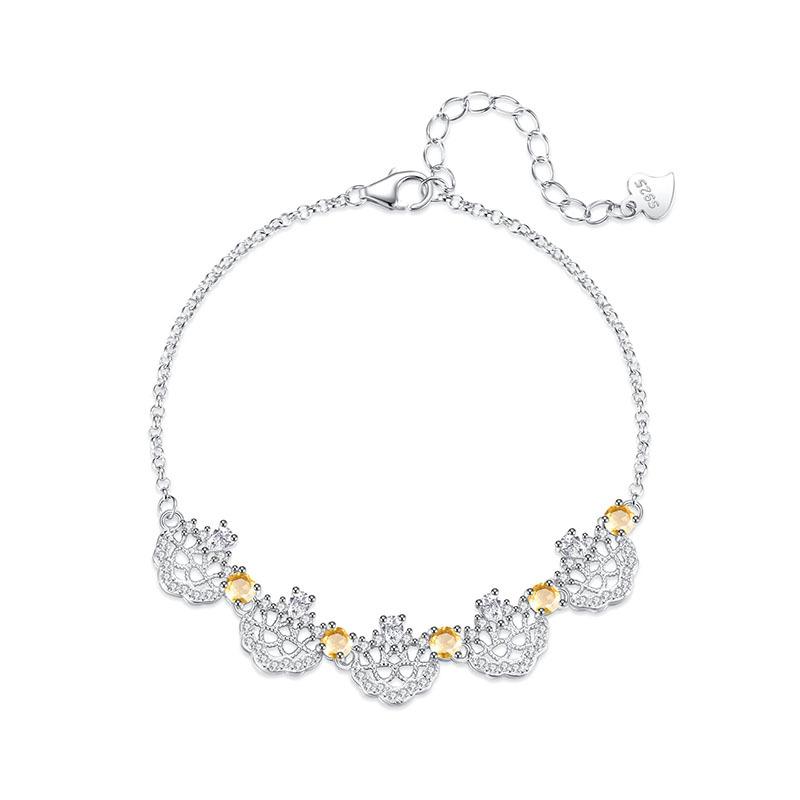 S925 sterling silver crown bracelet women's natural olivine crystal stone micro-inlaid zircon sweet colored treasure jewelry women's jewelry gift