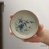 Hand-Painted Ceramic Bamboo Coaster: Retro Tea Ceremony Anti-Scald Pad.