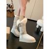 Off-white thick-soled snow boots women's winter plush tall tube double buckle belt thickened warm non-slip cotton boots