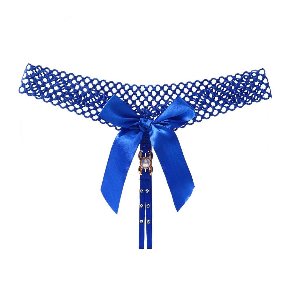 Sexy String Lace Underwear for Women Ikule Back Bow Panties G String T-back Thong with Pearls Panties