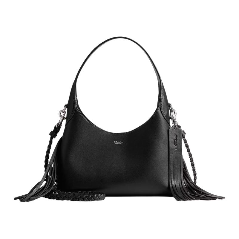 

COACH Brooklyn 23 fringed leather shoulder tote mini women s black чорний