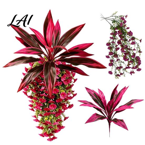 Fake Hanging Flowers for Decoration Artificial Flowers Plants Outdoors UV Resistant Faux Indoor Flower Ornaments Outdoor Greenery Porch Patio,