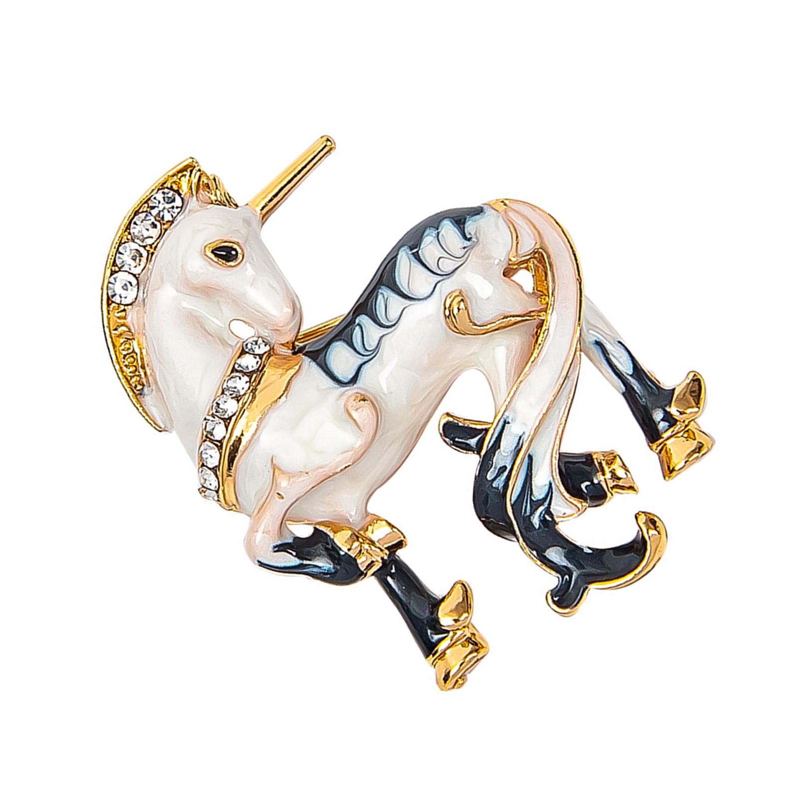 

Элегантная брошь в виде белой лошади, инкрустированная бриллиантами, с надежным замком, аксессуары для одежды для формального мероприятия и повседневной носки