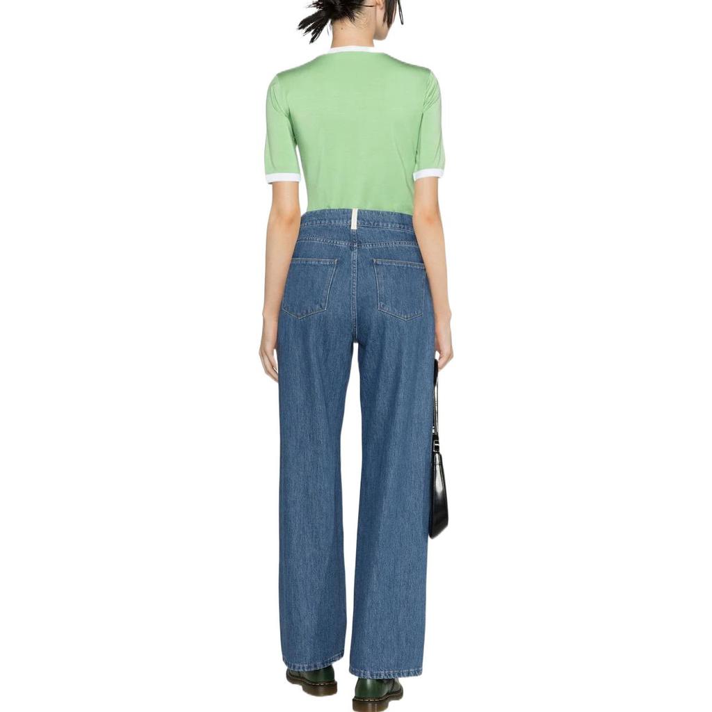 Ganni Ss23 Letter Print Round Neck Short Sleeve T-Shirt Women tops Green T3352-484