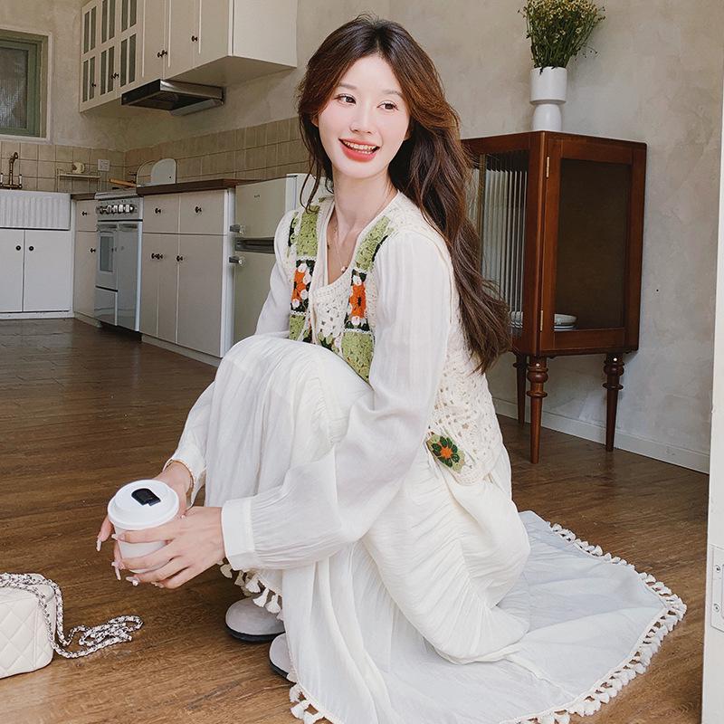 Jesienna Damska Sukienka Dzianinowa w Stylu Koreańskim, Zestaw Dwuczęściowy ze Spódnicą