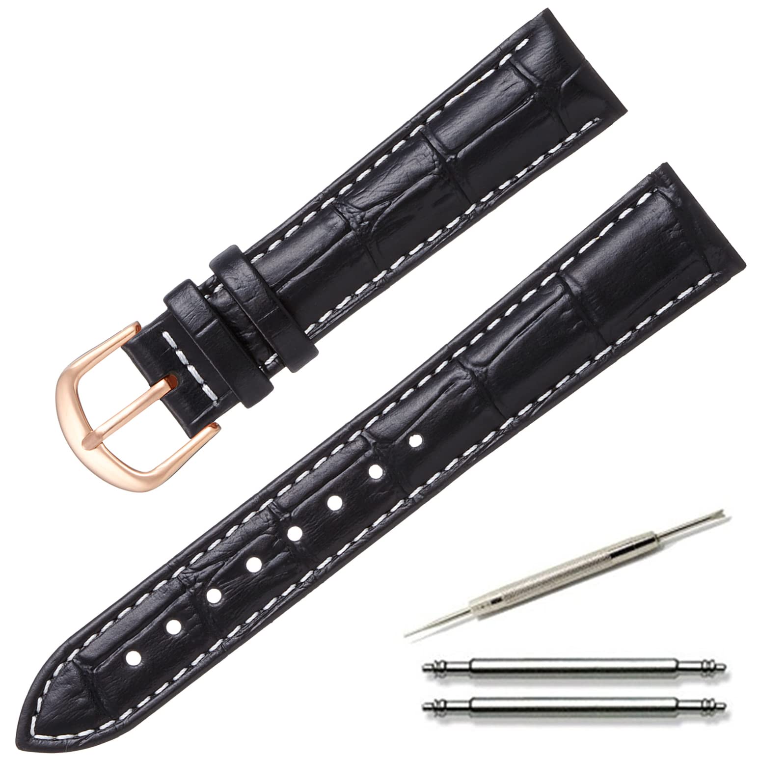 

Calme Watch Strap, Genuine, Crocodile-Embossed, Leather Band, Replacement Strap, 0.5-0.9” (12 - 22 mm),