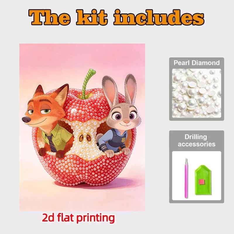 Disney Pearl Art Painting Zootopia Apple Cottage Handmade diy5D Pearl Gem Painting Pictures Crafts Special Shape Home Wall Decoration