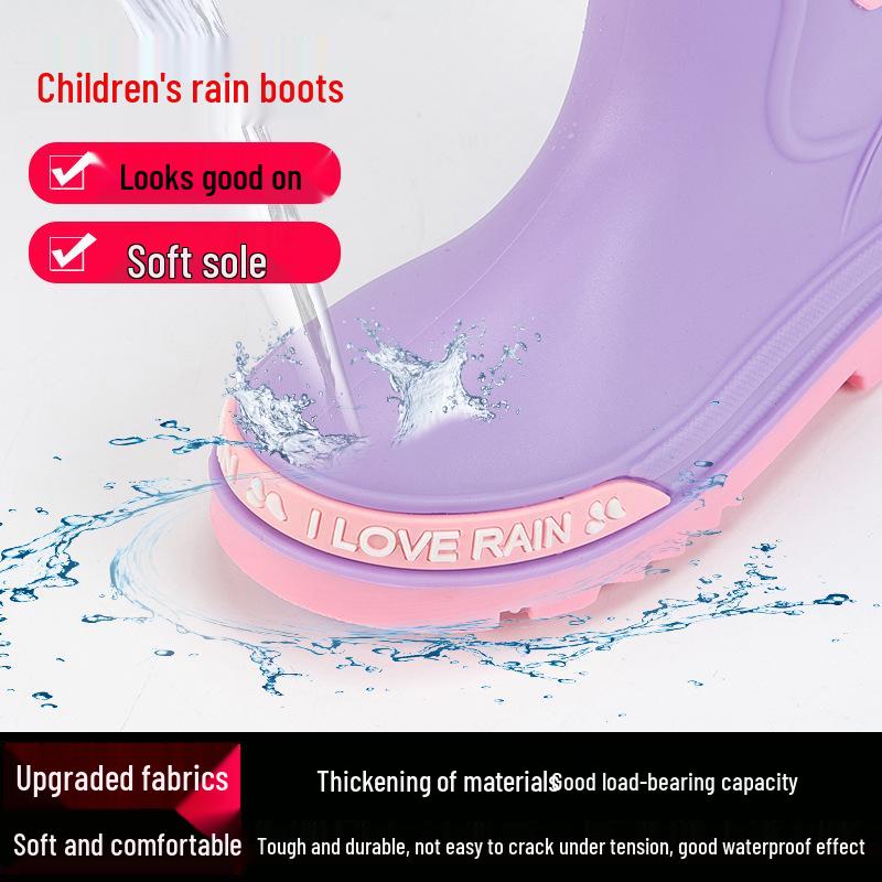 Children's Cartoon Mid-Calf Waterproof Rain Boots - Non-Slip, Thick, and Cute for Boys and Girls