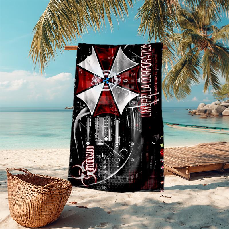 Resident Evil game, Umbrella Corporation, soft beach towel, outdoor camping vacation swimming beach towel, outdoor absorbent bath towel, Q5