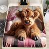 Flanell-Kuscheldecke Highland Mini-Kuh HD Digitaldruck, geeignet für Sofas, Betten, Büros, Reisen, Campingstühle, warme Decke Geschenk