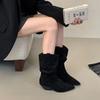 Women's Boots New Solid Color Versatile Knight Boots Comfortable Thick Heel Short Boots Fashion Pointed Suede Stacking Boots