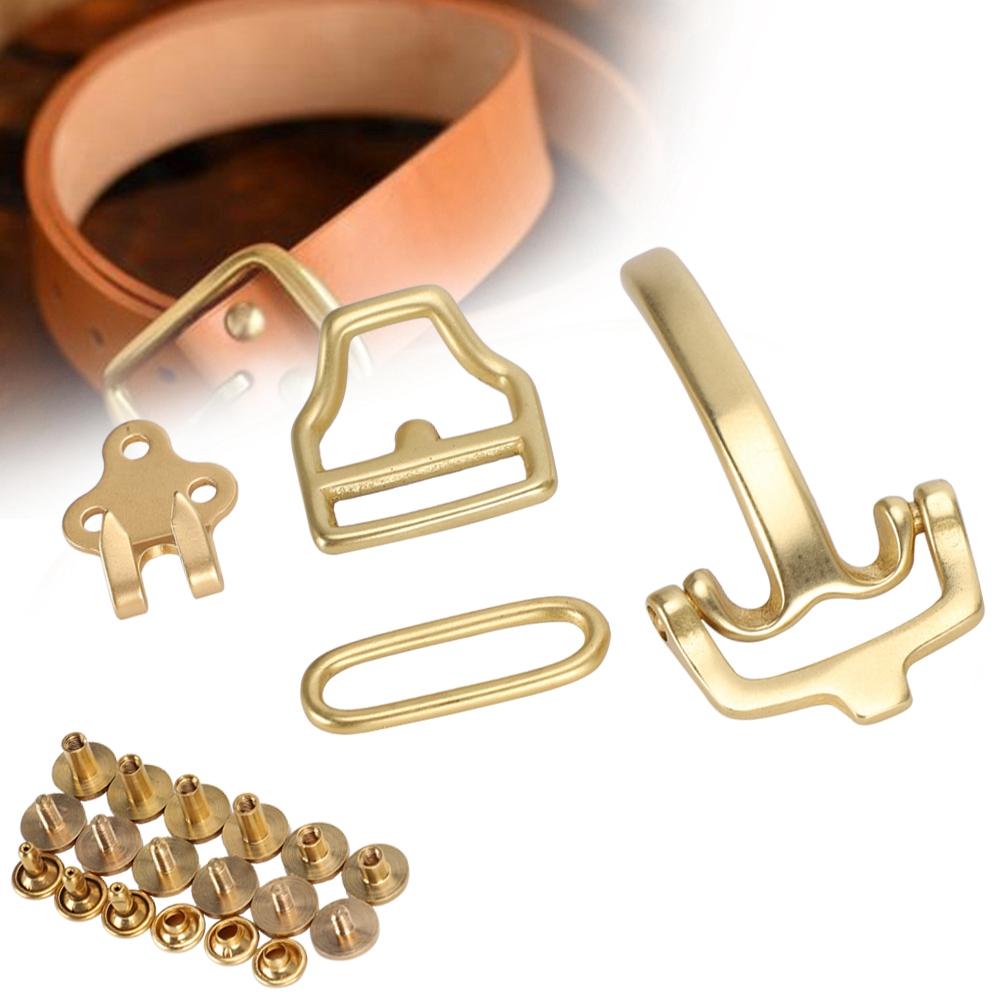 Pure Brass Belt Buckle Environmental Protection D shaped Buckle Set for Wasit Belt Accessories
