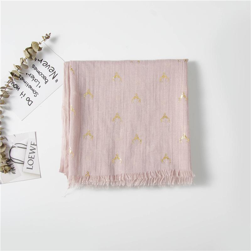 

Осенне-зимний рождественский олень с горячим тиснением, хлопковый и льняной шарф, зимний теплый шарф, теплый длинный шарф для путешествий для женщин 190*120 светло-розовый