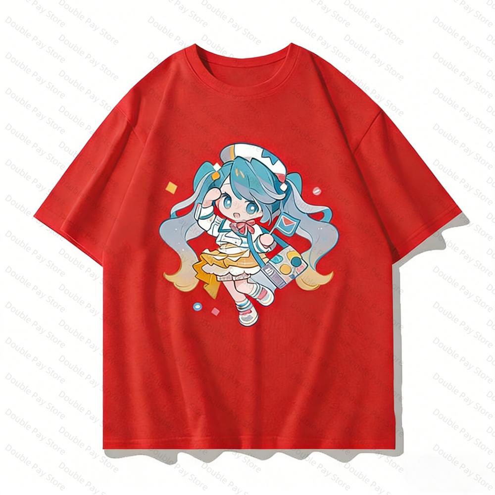 Hatsune miku Q Version Anime TShirt Unisex Women tshirts Casual Short Sleeve Cartoon Graphic Tees Streetwear Tops Kids Tshirt