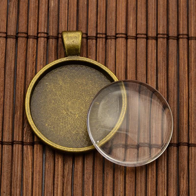 DIY Retro Oval Time Gem Glass Pendant Base Jewelry Accessory